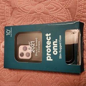 Onn. Slim Rugged Phone Case for iPhone 13 Pro  Black